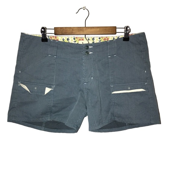 Horny Toad Pants - Horny Toad chino shorts womens size 12 blue white striped textured cargo beach